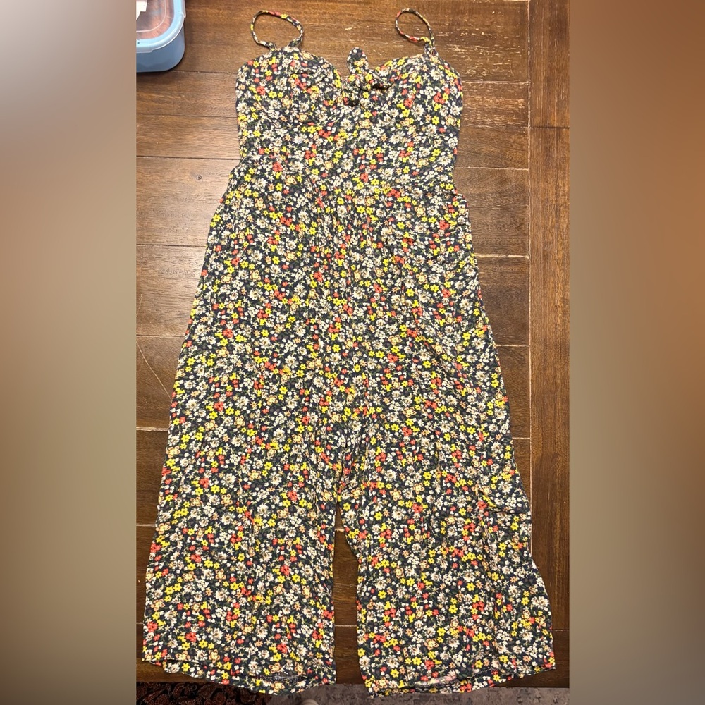 AUW Navy Floral Patterned Jumpsuit